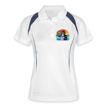 Retro Dschungel Vibes für Musik & Gorilla Fans - Frauen Polo atmungsaktiv - Weiß/Navy - Vorne