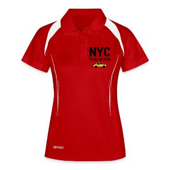 NYC State of Mind New York City Taxi Vibes - Frauen Polo atmungsaktiv - Weiß/Navy - Vorne