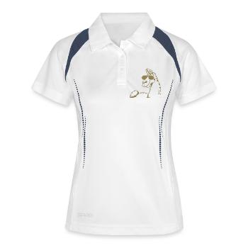 Cooles Lama Alpaka Sonnenbrille Silhouette - Frauen Polo atmungsaktiv - Weiß/Navy - Vorne