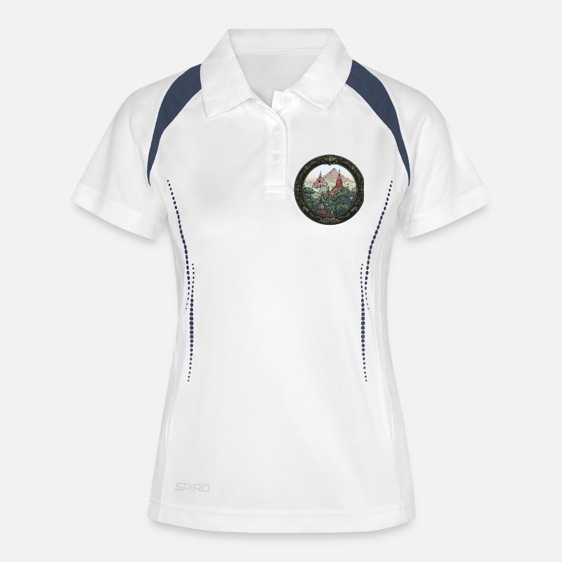 Jungle Temple Circular Art - Women's Polo breathable - white/navy