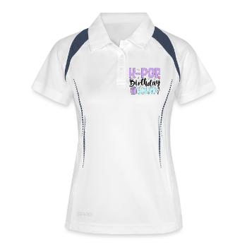 K Pop Birthday Squad - Frauen Polo atmungsaktiv - Weiß/Navy - Vorne