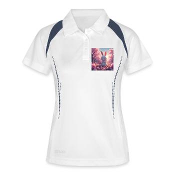 lapin de pâques - Polo respirant Femme - blanc/marine - Devant