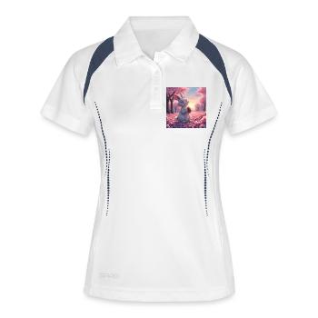 Manga-Zeichnung eines niedlichen Kaninchens - Frauen Polo atmungsaktiv - Weiß/Navy - Vorne