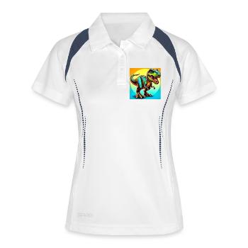 Dinosaurier - Frauen Polo atmungsaktiv - Weiß/Navy - Vorne