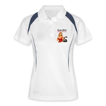 Pin-up Girl: Sarkasmus & Augenrollen Retro-Stil - Frauen Polo atmungsaktiv - Weiß/Navy - Vorne
