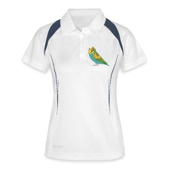 Perruche perruche turquoise vert jaune - Polo respirant Femme - blanc/marine - Devant