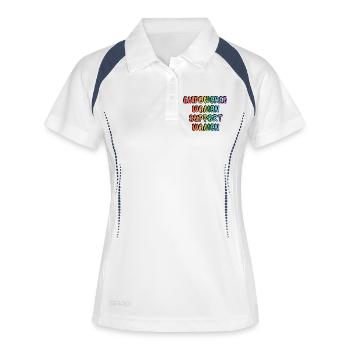 Femmes Autonomisées Soutiennent les Femmes Arc-En-Ciel - Polo respirant Femme - blanc/marine - Devant