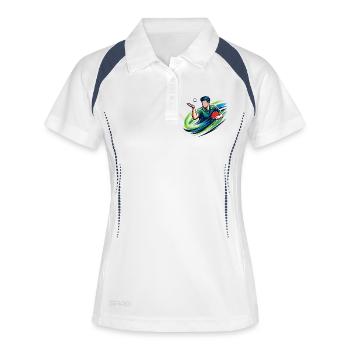 Joueur de ping-pong avec une chemise de service de tennis de table - Polo respirant Femme - blanc/marine - Devant
