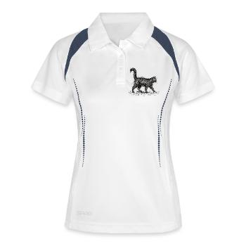 Croquis de chat – Design minimaliste de chat - Polo respirant Femme - blanc/marine - Devant