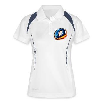 Motif stylé numéro 0 dans un look sportif - Polo respirant Femme - blanc/marine - Devant