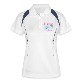 Belle chemise bijou de mère - Polo respirant Femme - blanc/marine - Devant