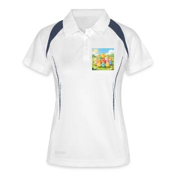 Colorful Chickens Group Photo - Women's Polo breathable - white/navy - Front