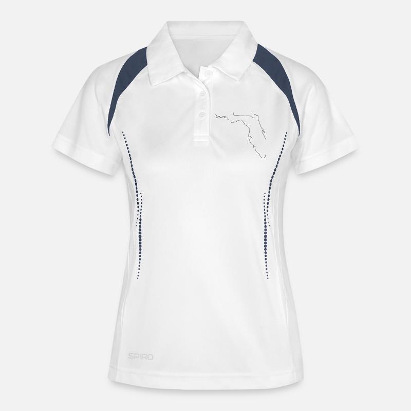 Florida oversigtskort - Polo til damer åndbar - hvid/marineblå