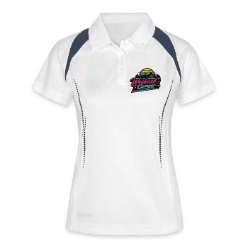 Weekend Camper Neon Retro - Frauen Polo atmungsaktiv - Weiß/Navy - Vorne