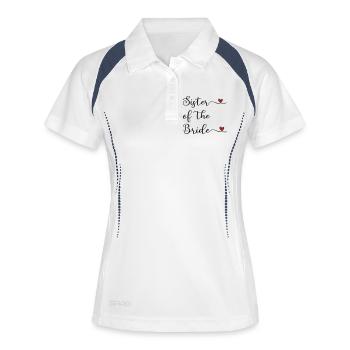 Schwester der Braut - Frauen Polo atmungsaktiv - Weiß/Navy - Vorne