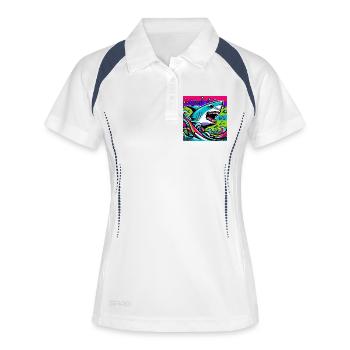 Requin - Polo respirant Femme - blanc/marine - Devant