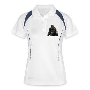 Animal sauvage gorille - Polo respirant Femme - blanc/marine - Devant