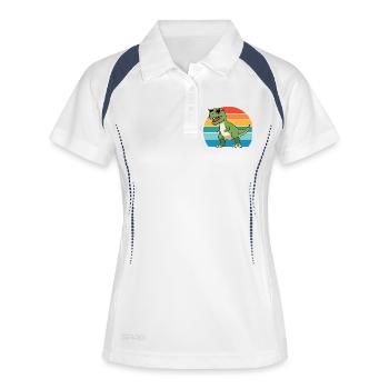 Trex Tyrannosaurus Rex T-Rex Dino Dinosaurier - Frauen Polo atmungsaktiv - Weiß/Navy - Vorne