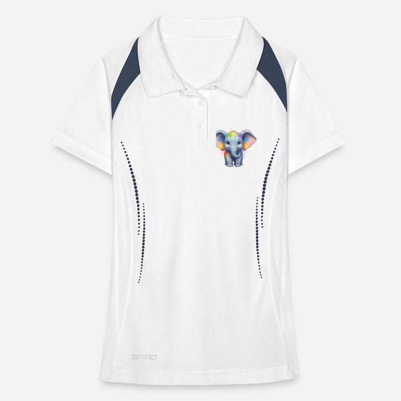 Éclaboussure d’éléphant colorée Polo respirant Femme