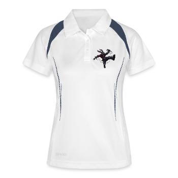Heavy Metal Osterhase Rocker Ostern Hardcore Hase - Frauen Polo atmungsaktiv - Weiß/Navy - Vorne