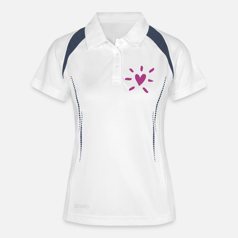 Cuore Comico Borgogna Amore Amore Raggi Nuzzali - Polo traspirante per donna - bianco/navy