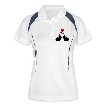 hasen_liebe - Polo respirant Femme - blanc/marine - Devant
