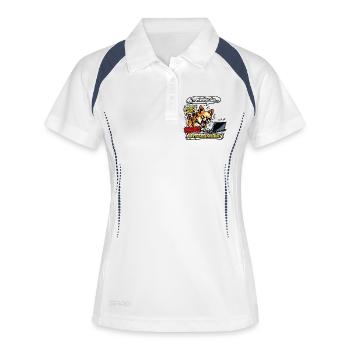 Ich mach das aber ich gucke dabei böse Chihuahua - Frauen Polo atmungsaktiv - Weiß/Navy - Vorne