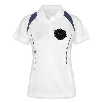 Black Cat von Clipped Edge - Frauen Polo atmungsaktiv - Weiß/Navy - Vorne