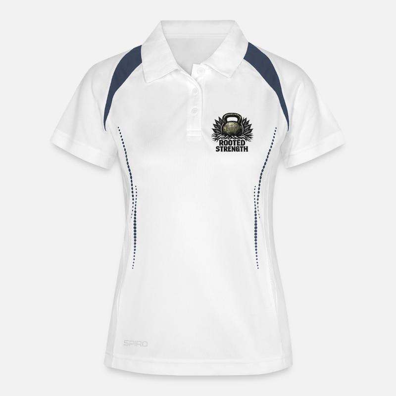 Rooted Strength: Eco-Primal Kettlebell Design - Women's Polo breathable - white/navy