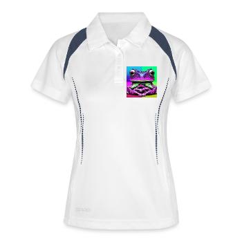 Frosch - Frauen Polo atmungsaktiv - Weiß/Navy - Vorne