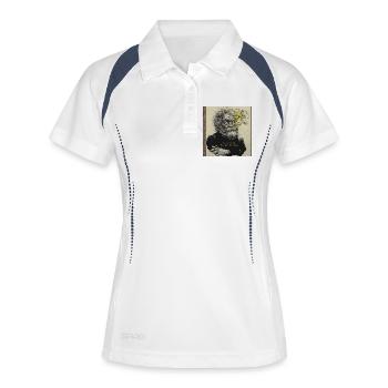 Der_Gedankenblitz-2 - Frauen Polo atmungsaktiv - Weiß/Navy - Vorne