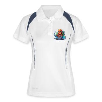 Poulpe voyageuse avec le globe - Polo respirant Femme - blanc/marine - Devant