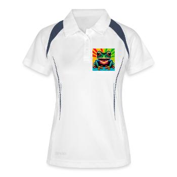 Frosch - Frauen Polo atmungsaktiv - Weiß/Navy - Vorne