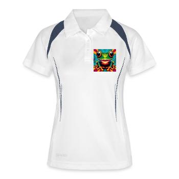 Frosch - Frauen Polo atmungsaktiv - Weiß/Navy - Vorne