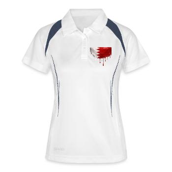 Bahrain Flagge Tropfen Kunst - Frauen Polo atmungsaktiv - Weiß/Navy - Vorne
