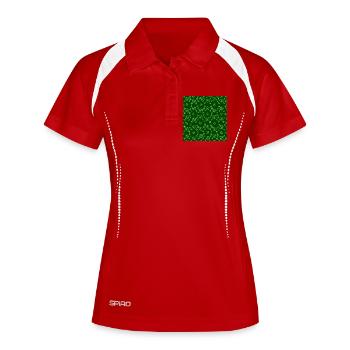 Klee-Muster Grüner Hintergrund - Frauen Polo atmungsaktiv - Weiß/Navy - Vorne