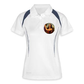 Pop-Art Frau mit Aubergine - Frauen Polo atmungsaktiv - Weiß/Navy - Vorne