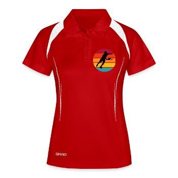 Pickleball Trainer für Pickleballspielerinnen Fans - Frauen Polo atmungsaktiv - Weiß/Navy - Vorne