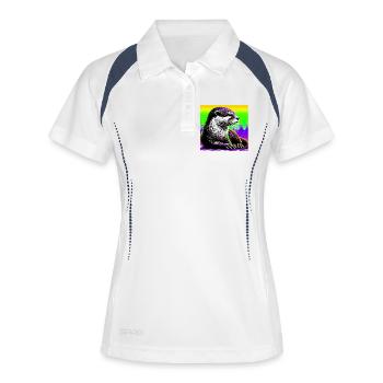loutre - Polo respirant Femme - blanc/marine - Devant