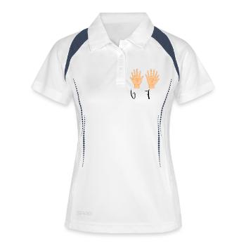 Double Open Hands Illustration - Frauen Polo atmungsaktiv - Weiß/Navy - Vorne