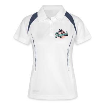 Flappach Palmen Retro Sommer - Frauen Polo atmungsaktiv - Weiß/Navy - Vorne