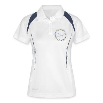 Brautblumenkranz "Braut" - Frauen Polo atmungsaktiv - Weiß/Navy - Vorne