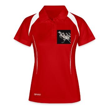 Röntgenvögel Skelette - Frauen Polo atmungsaktiv - Weiß/Navy - Vorne