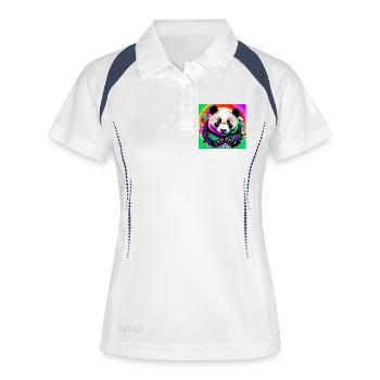 Panda - Frauen Polo atmungsaktiv - Weiß/Navy - Vorne