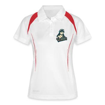 Husky DJ Retro Design: Dog at the mixing desk - Women's Polo breathable - white/navy - Front