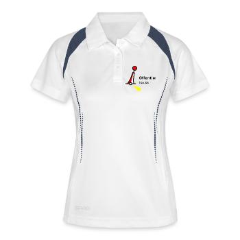 Tonne - Boje Wismar Segeln Ostsee Maritim - Frauen Polo atmungsaktiv - Weiß/Navy - Vorne