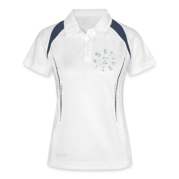 Design Damen Blumenkreis, Yoga und Entspannung - Frauen Polo atmungsaktiv - Weiß/Navy - Vorne