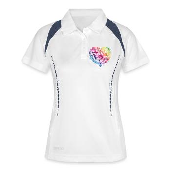 Thailand Herz Bunt - Frauen Polo atmungsaktiv - Weiß/Navy - Vorne