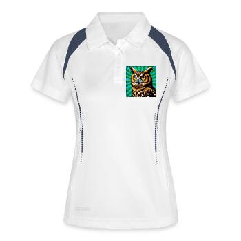 Eule - Frauen Polo atmungsaktiv - Weiß/Navy - Vorne