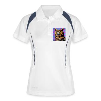 Eule - Frauen Polo atmungsaktiv - Weiß/Navy - Vorne